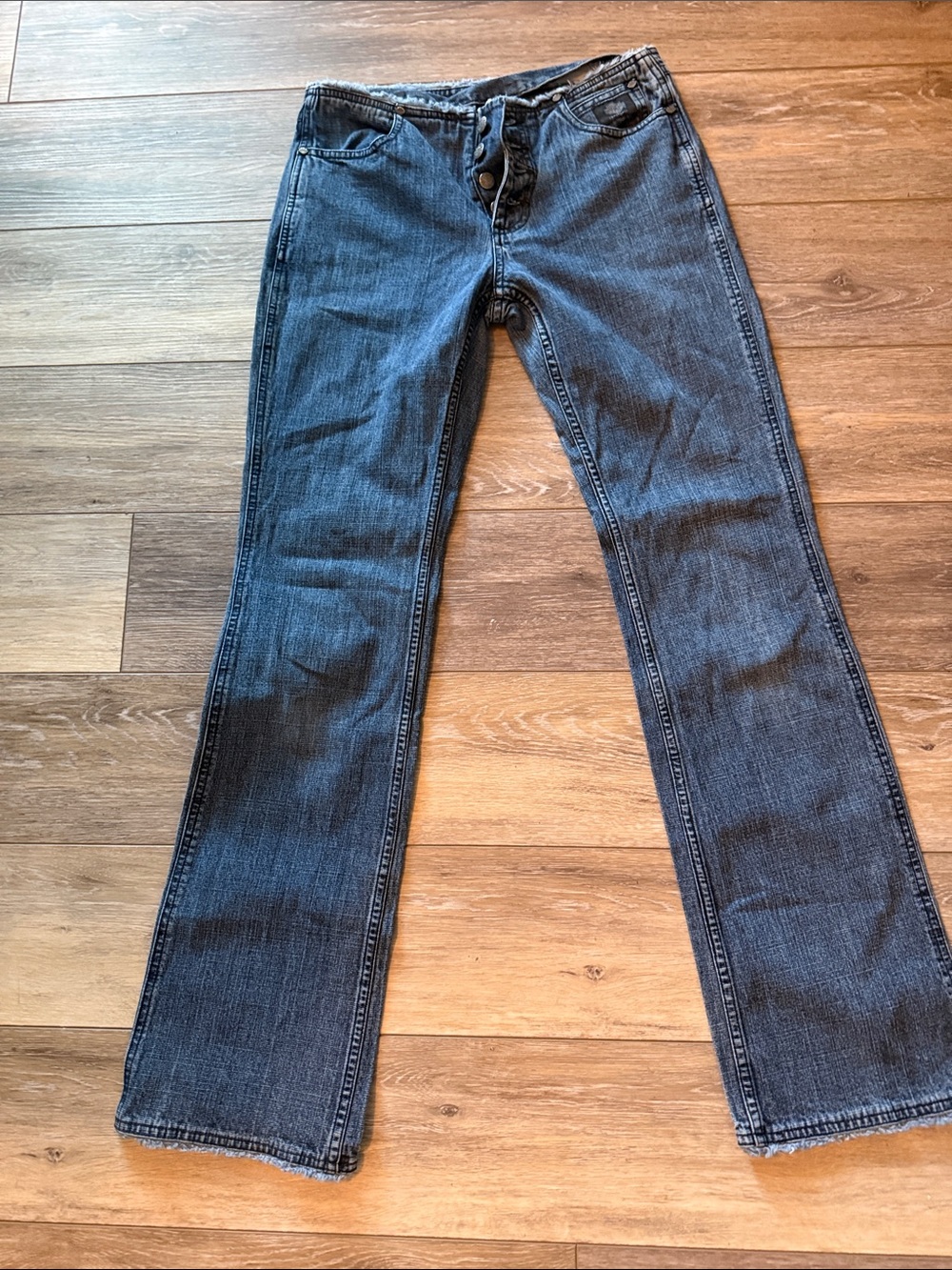 Vintage Harley Davidson Button Fly Raw Hem Mid-Rise Denim Jeans 4